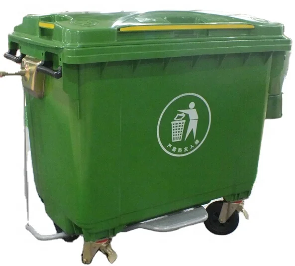 ຖັງຂີ້ເຫຍື້ອກາງແຈ້ງຂະຫນາດໃຫຍ່ 660L Plastic 4 Wheels Industrial Waste Bins Mobile Garbage Container with Lid and Pedal