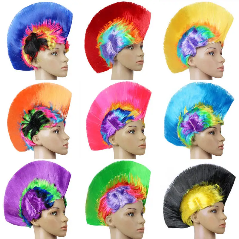 Factory Wholesale Fun Party Ski  Synthetic Hair Wig Full None Lace Cockscomb Mohawk Wig
