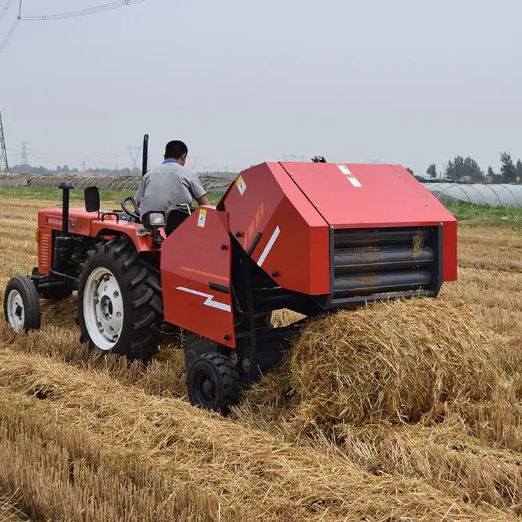 Hand Operated Manual Agriculture Rice Hay Straw Baler Packing Tractor Mounted Netwrap Round Baler Mini Round Machine Baler