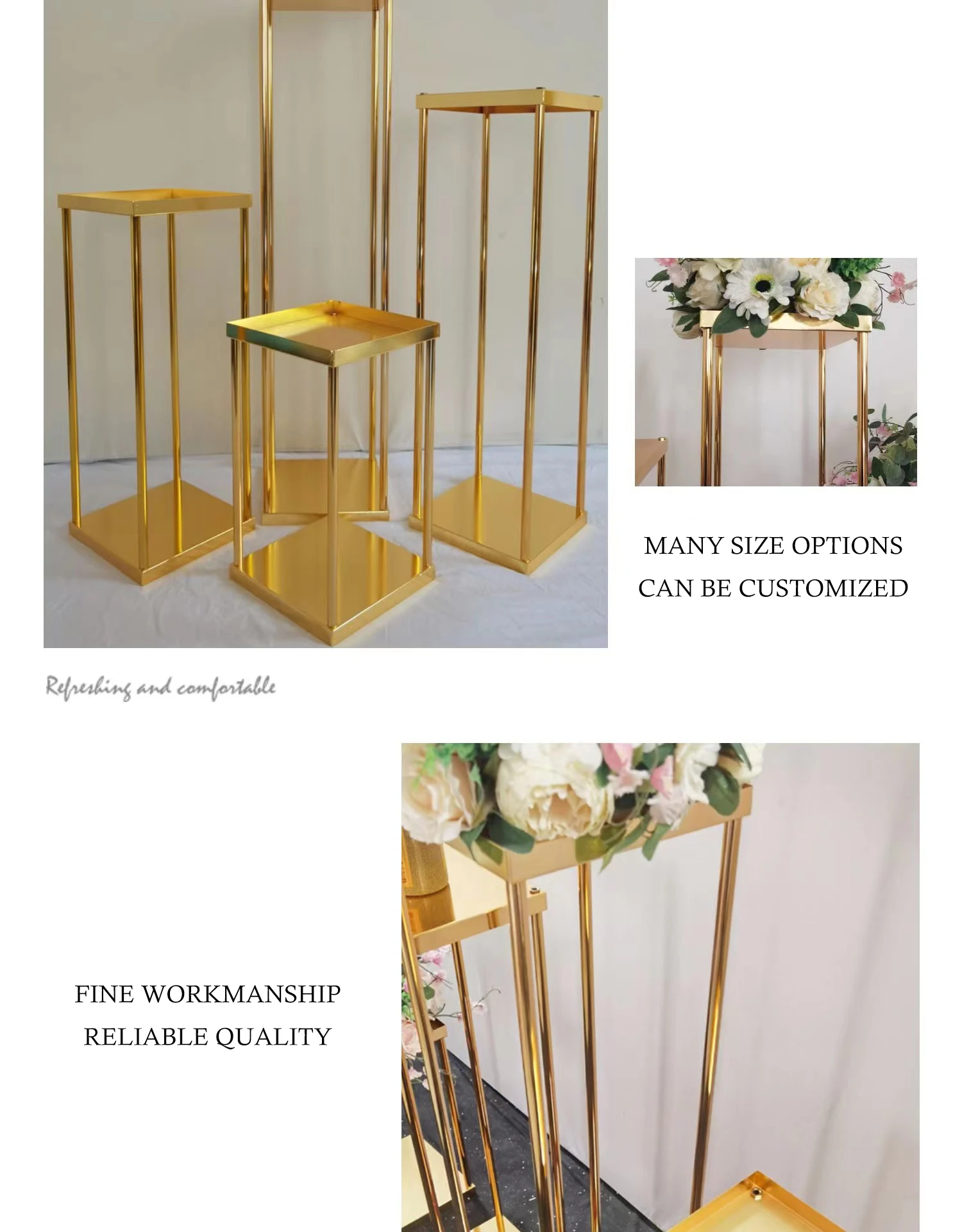 Popular Design Rectangular Gold Centerpieces For Wedding Table