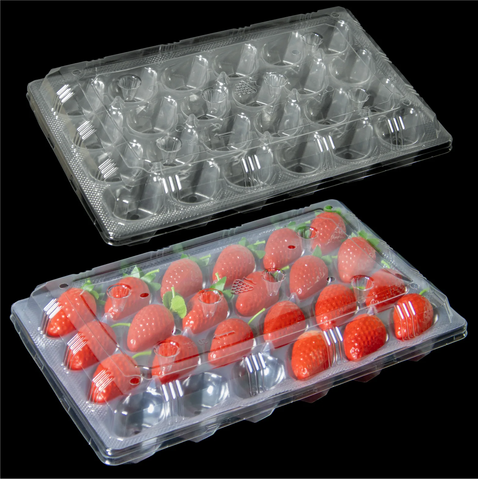 Professional Customizable Plastic Tray Recyclable Strawberry Printed Packaging Box