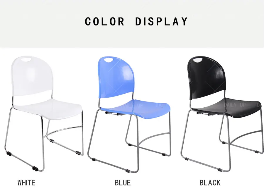 Concise Stacking Banquet Chair With Comfortable Back Large Seat Metal Frame Sled Dining Chair For Student Training And Leisure