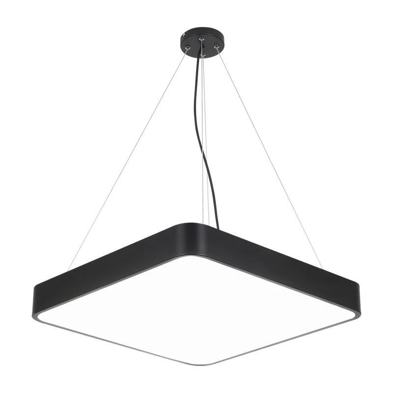 Moderni Nigri Albi Luminis LED Plani Lucernae Rectangulares Officinae Camerae Habitaculi Lampades Pendentes Domus Illuminatio