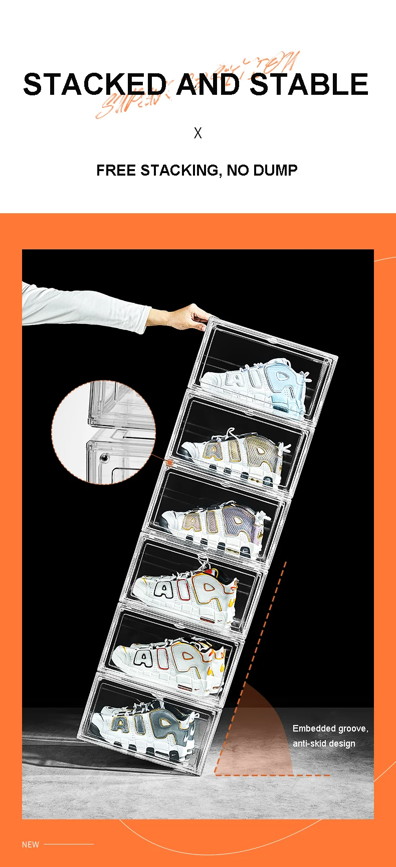 Large Shoe Storage Boxes For Sneaker Storage Space Saving Stackable