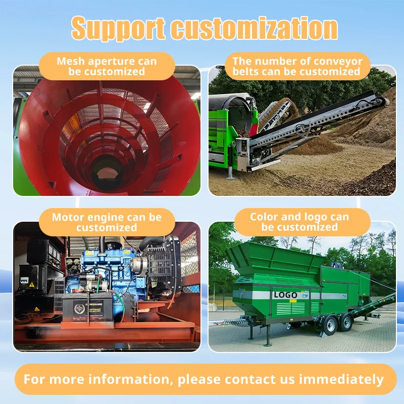 Sinolion High Quality Stone Trommel Screen Circular Compost Trommel for Organic Fertilizer Factory Price Mobile Vibrating Screen