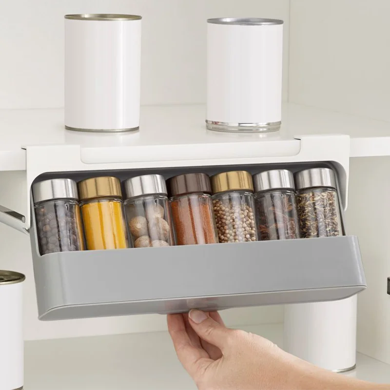 Slider Spice Rack Kitchen Slide Out Spice Cabinet Rack Tray Seasoning and Spices Shelf ...