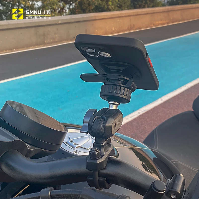 SMNU Latest Design Fast Card Mounting Built-in Anti-theft Function Motorcycle Phone Stand Motorcycle Mobile Phone Holder