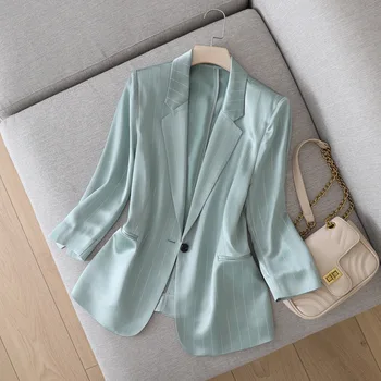 Satin triacetate 2024 new small suit jacket for women elegant all fit suit coat for women