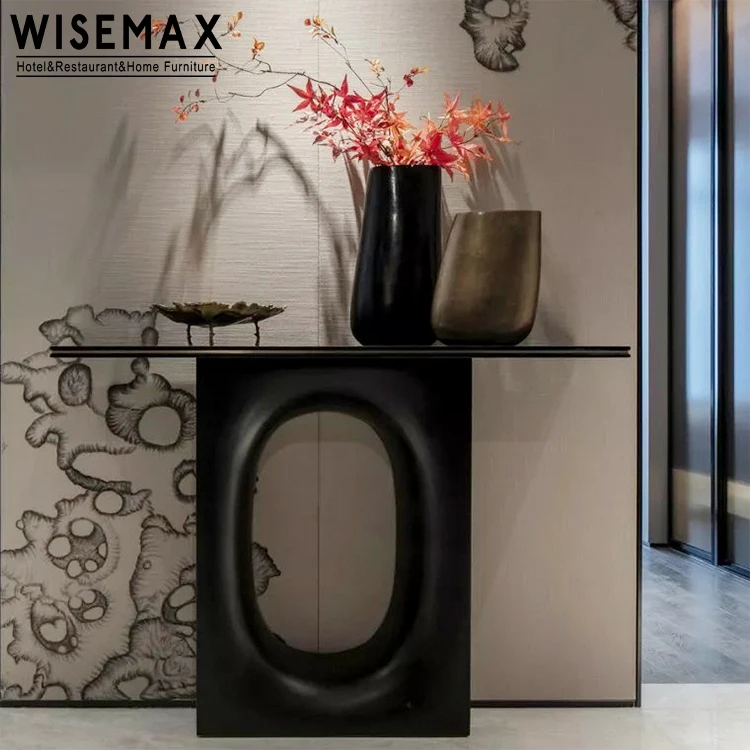 WISEMAX FURNITURE Light Luxury Modern Nordic Table for Living Room Hotel Marble and Fiber Glass Console Table