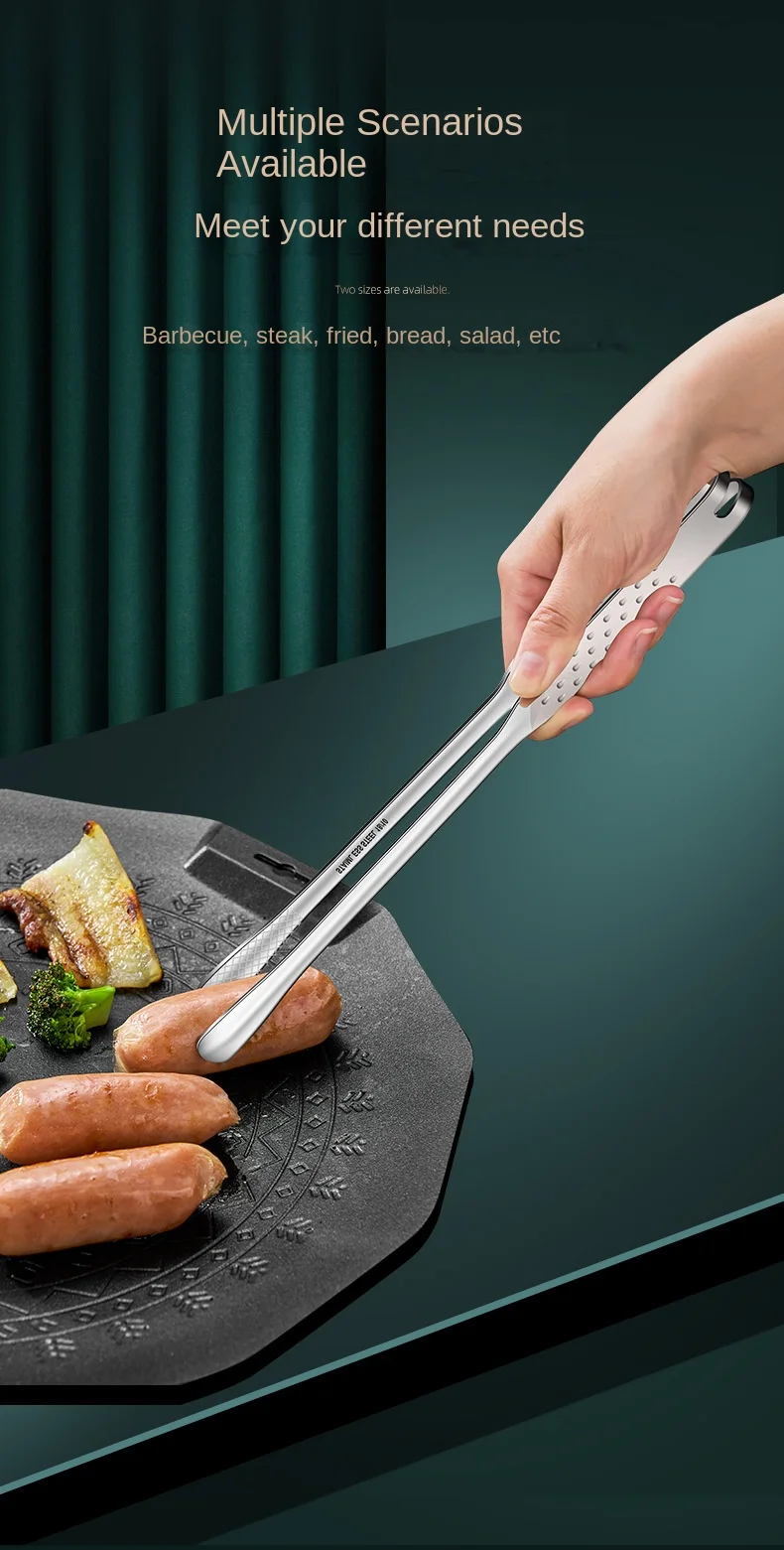 316L Stainless Steel Korean Style Kitchen Food Cooking Steak Buffet Tongs Small BBQ Metal Clip Anti-Scalding Barbecue Tool