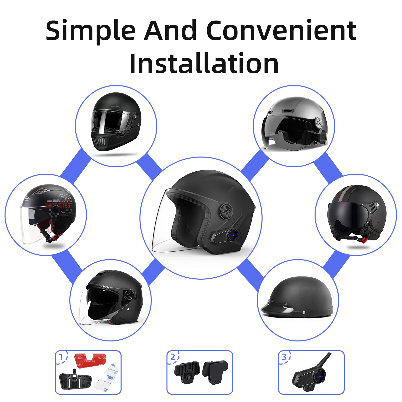 Motorcycle Helmet Bluetooth Headset 2000m Long Distance 6 Riders Group