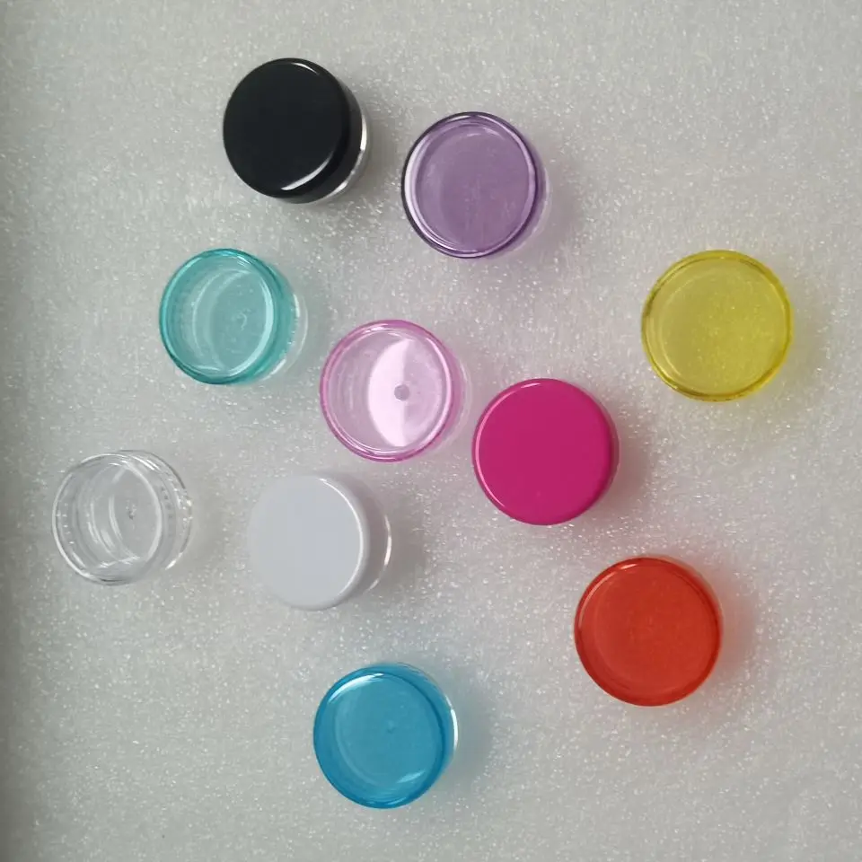 2ml 2g PS Clear Round Mini Cosmetic Colorful Sample Cream Container Lotion Jar with Lids Eye Cream Plastic Lipstick Containers