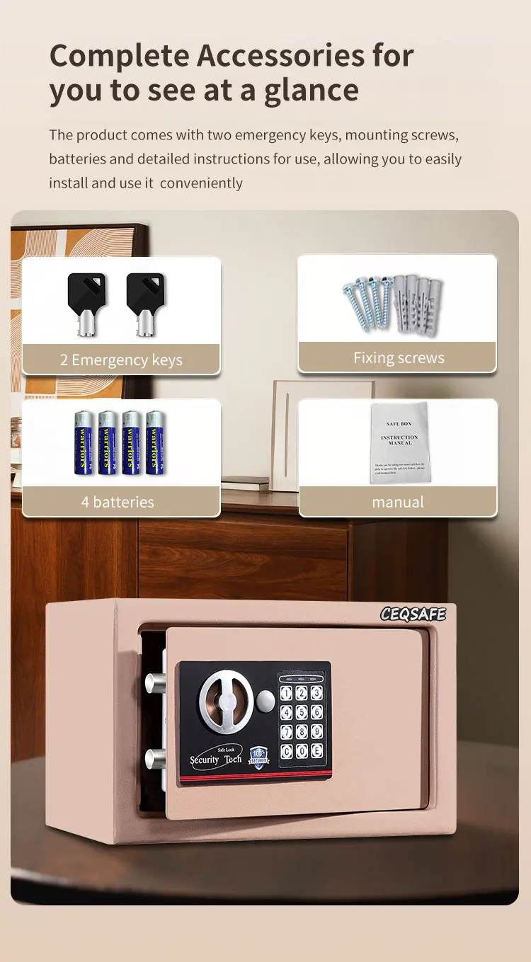 CEQSAFE Small Safe Box Metal Mini Safe Box Money Safety Security Box for Household Use details