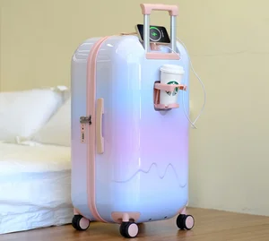 Cute Female Suitcase with High Level of Appearance 20-inch Carry-on Suitcase Lightweight Suitcase Gradient Color Custom logo