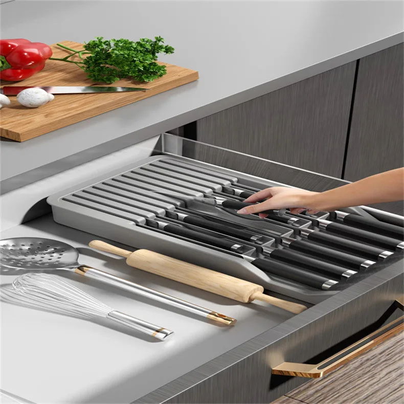 1pc Kitchen Drawer Organizer Tray For Knives Knife Block In-Drawer