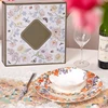 Ensemble de vaisselle 3 pièces en porcelaine fine - Motif floral orange
