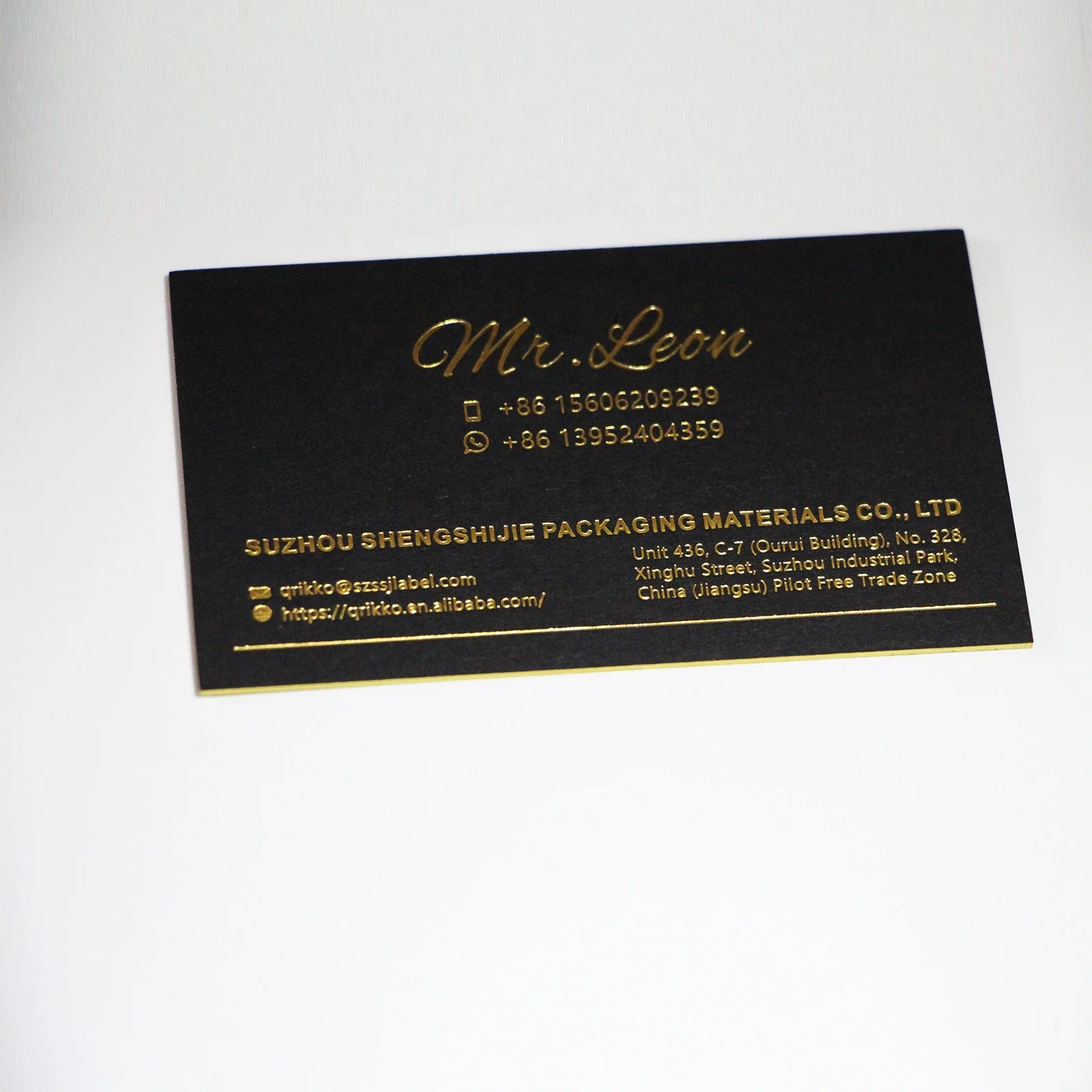 Luxury Customized Logo Shiny Gold Foil Stamping Paper Business Card