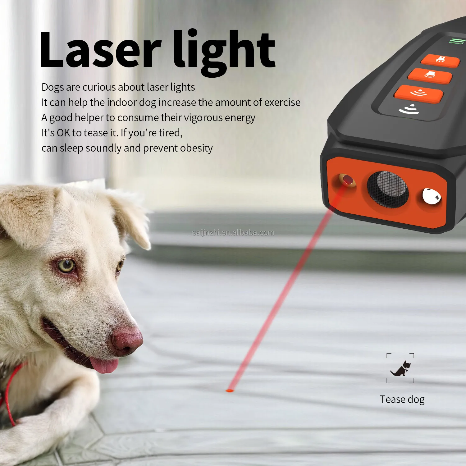 Saijzek Outdoor Rechargeable 3 Mode Sonic+Laser Ultrasonic Dog Training Device Dog Barking Deterrent Device Anti Barking Device details