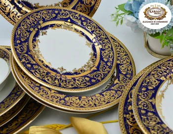 ALDA High Quality Porcelain Luxury Gold Dinner Set 33 Pcs Crockery