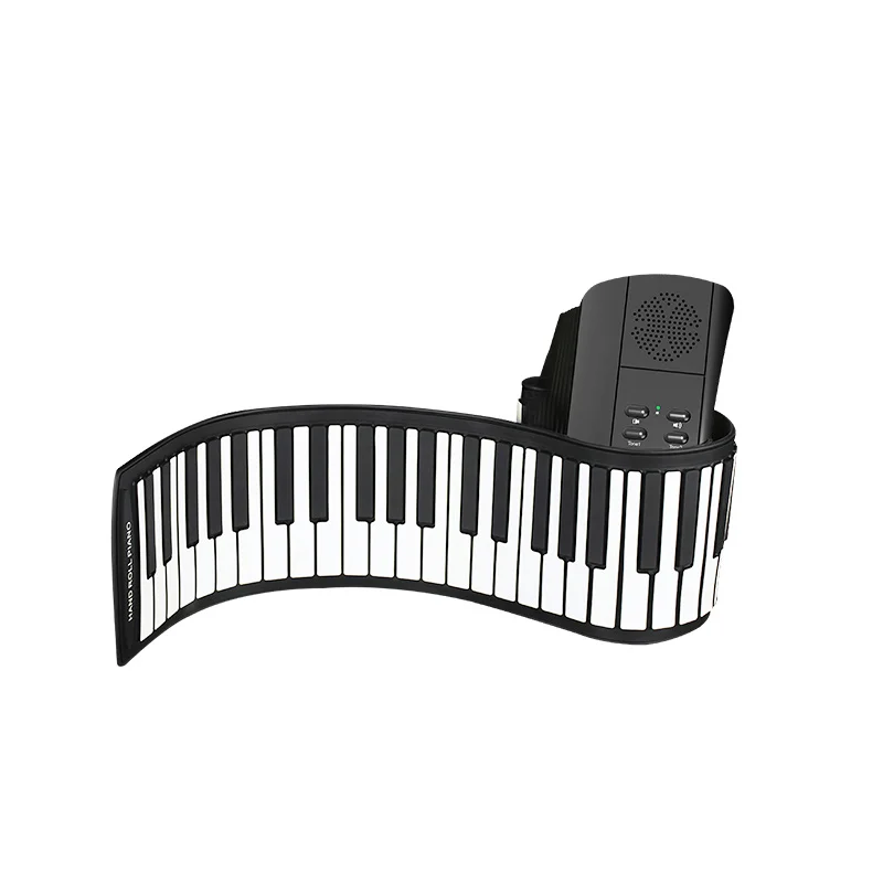 Konix PM49 Low Cost 49 Keys Black and White Flexible Keyboard Kids Instrument Musical School Students Hand Roll up Piano