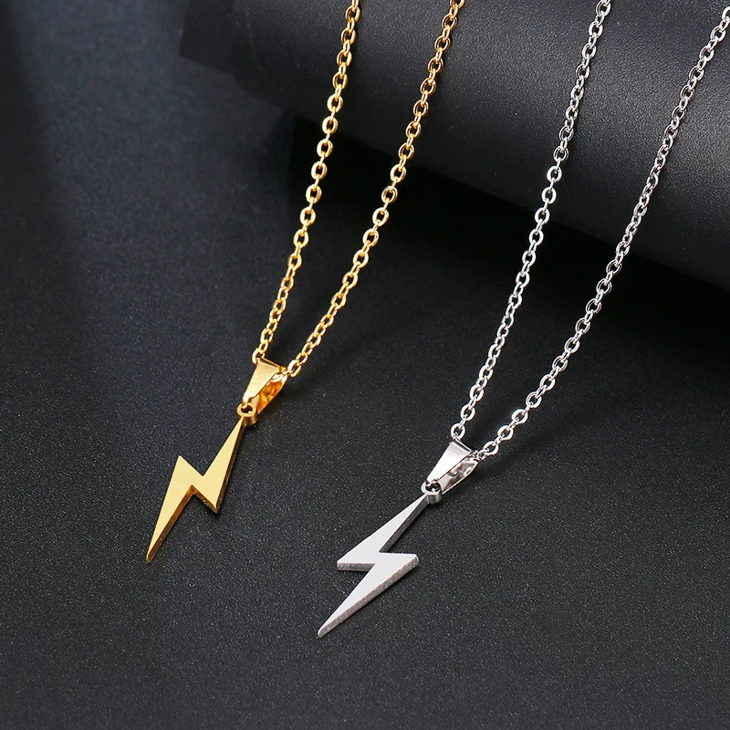 15mm Minimalist Choker Hot Lightning Sign Pendant Link Chain Stainless  Steel 18k Gold Thunder And Lightning Bolt Necklace - Buy Lightning Bolt  Necklace,Hot Lightning Necklace,Minimalist Choker Necklace Product on  