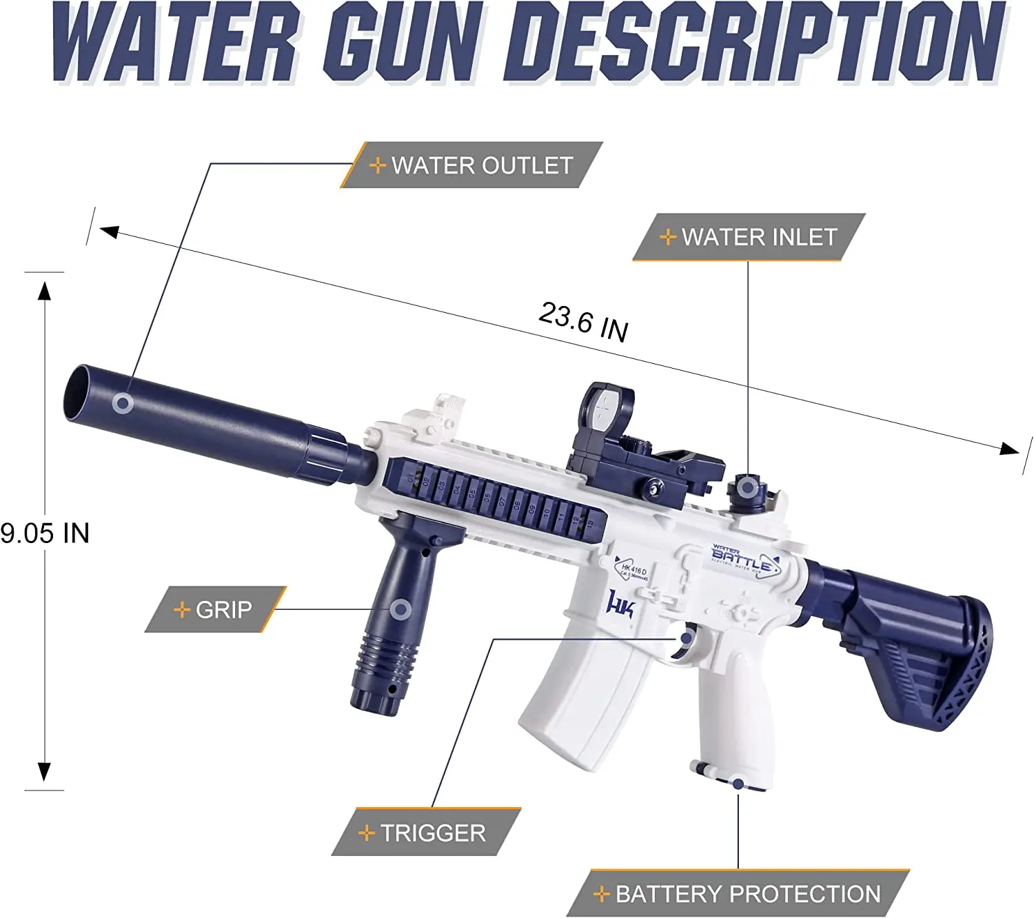 M416 High-Pressure Water Gun With 15L Backpack - 82CM Realistic Water Blaster & Car Washer With Rechargeable Battery
