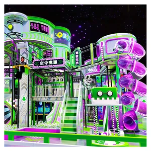 High Quality Indoor Playground Equipment for Kids Commercial Factory Customizable Soft Play with Big Lighting Slides