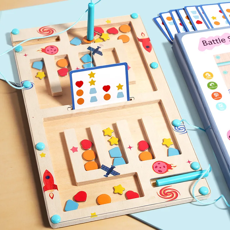 Kinderspeelgoed Autistische Puzzel Maze Spelbord Voorschools Leeractiviteit Logisch Denken Montessori Educatief Houten Speelgoed EN71