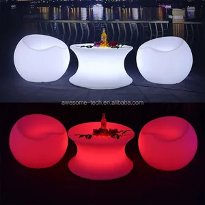 Wholesale Waterproof LED Light-Up Round Coffee Table Wholesale Outdoor Camping Furniture for Cafe Hotel Use