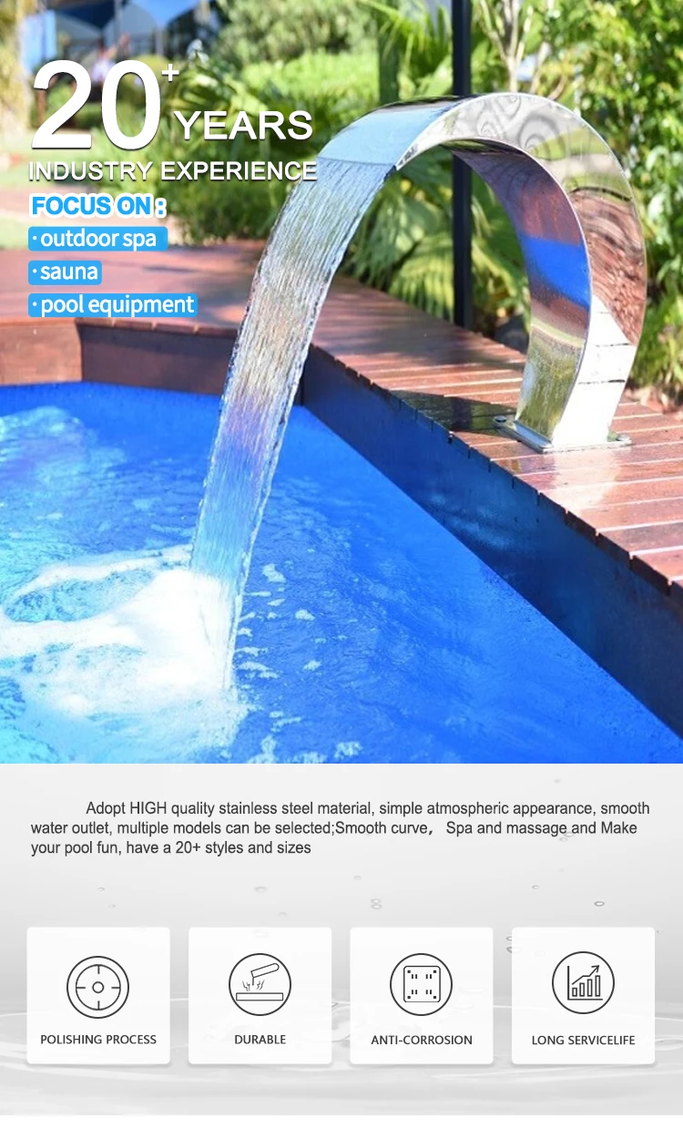 Steel Pool Accessory Stainless Steel Waterfall - Elegant Indoor Pool Accessory
