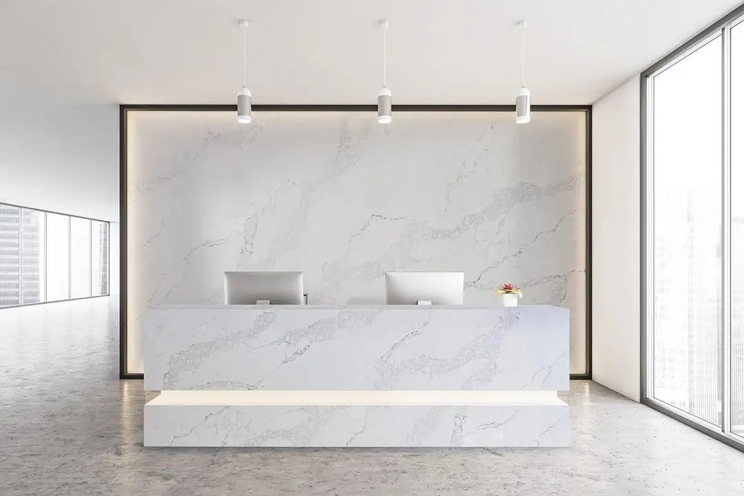 YDSTONE Engineered Quartz Kitchen Countertop White Calacatta Quartz Countertop Stone Slab Artificial Stones supplier