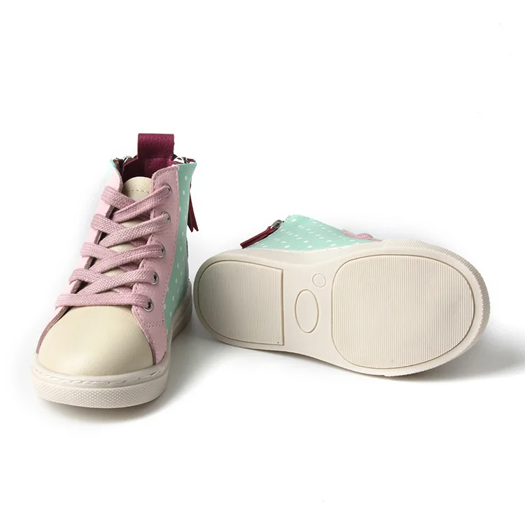 春季系列马卡龙颜色双拉链女孩高帮婴儿休闲鞋