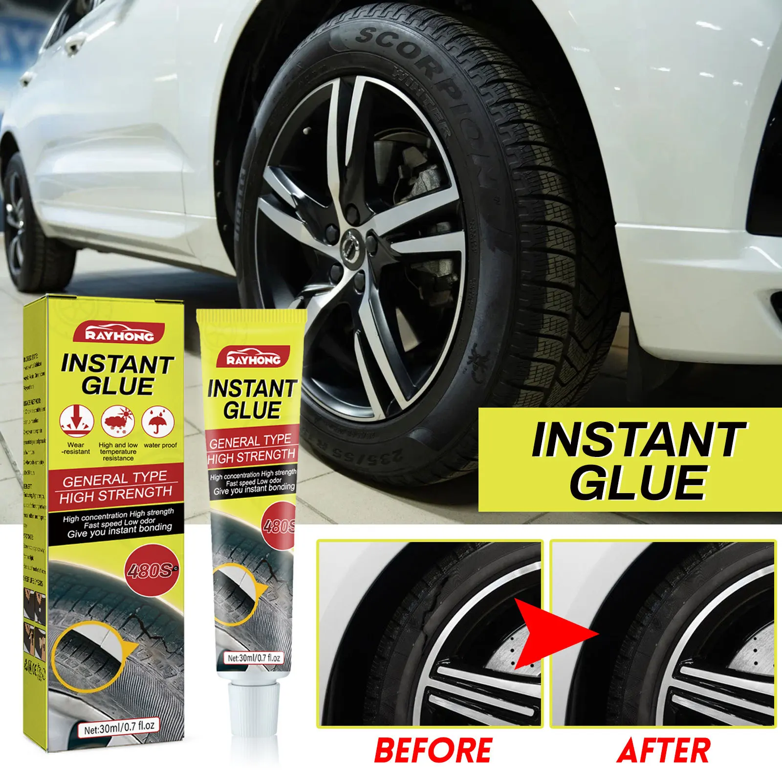 Private Label 30ml Multifunctional Tire Repair Adhesive for Cracks Auto Repair Waterproof Tire Repair Glue