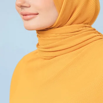 High Quality Mini Pleated Chiffon Hijab Muslim Shawl For Malaysia