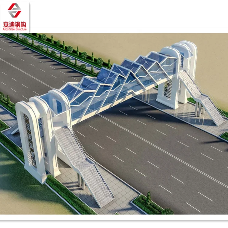 High Strength Steel Pedestrian Bridge Lightweight Prefabricated Bridge with Light Footpath