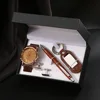 marrone-set da 5 pezzi-orecchini-portachiavi-penna-giacchettoni-regalo in legno