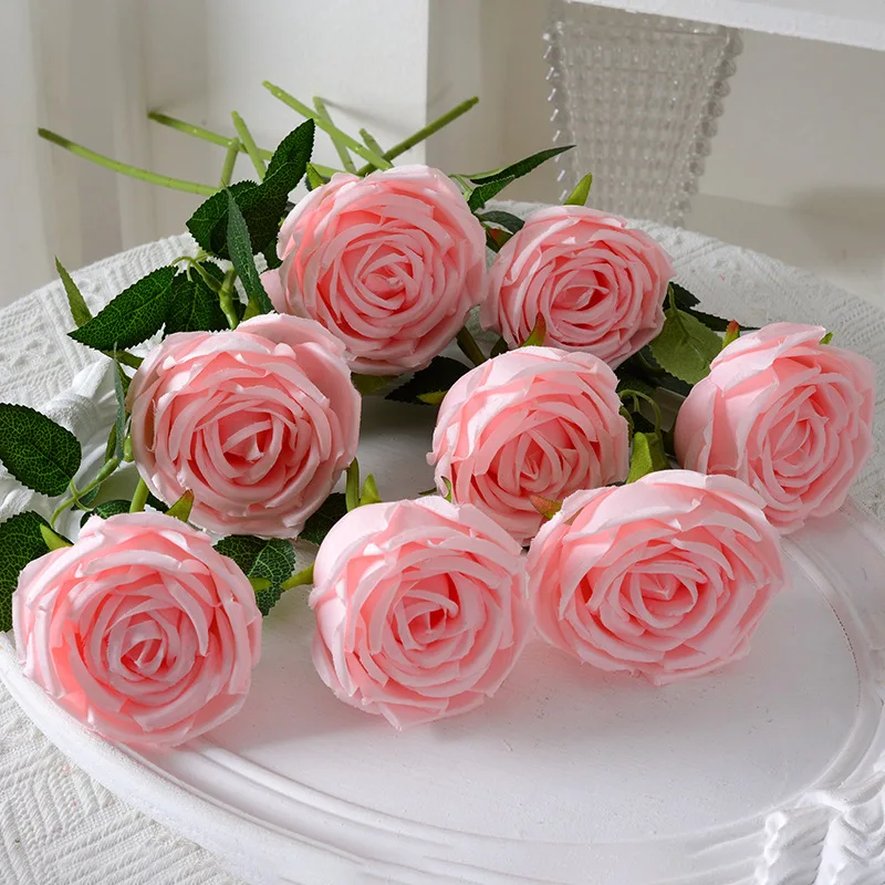 High-End Princess Rolled Silk Artificial Rose Flower Home Restaurant Living Room Flower Decoration Artificial Flower