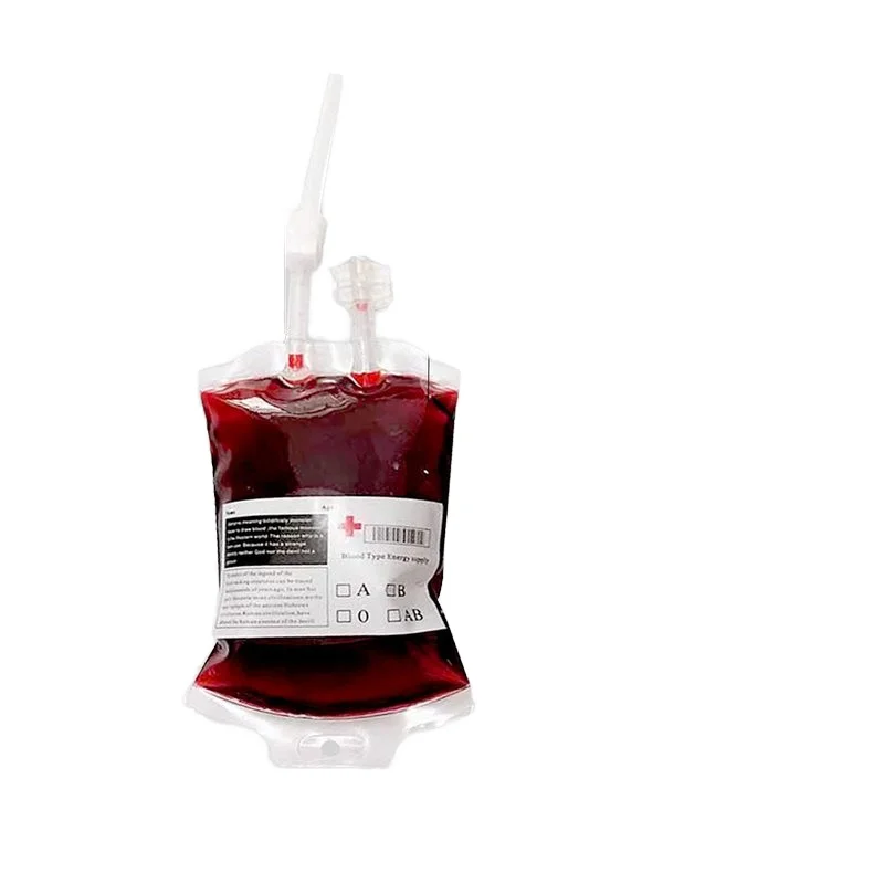 Custom Reusable Halloween Party Decoration Pouch Plasma Blood Bags for Drinks Vampire Live Blood of Theme Parties with Syringe