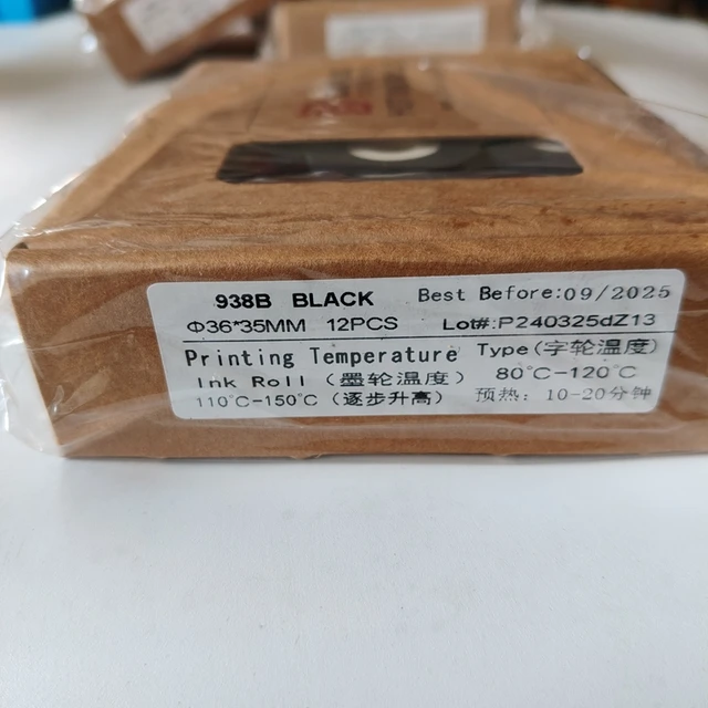 938B 36x40mm Black Hot INK Roll for Roller Transfer Printing Coding Machine with 130-160C Temperature and Pillow Packing 4