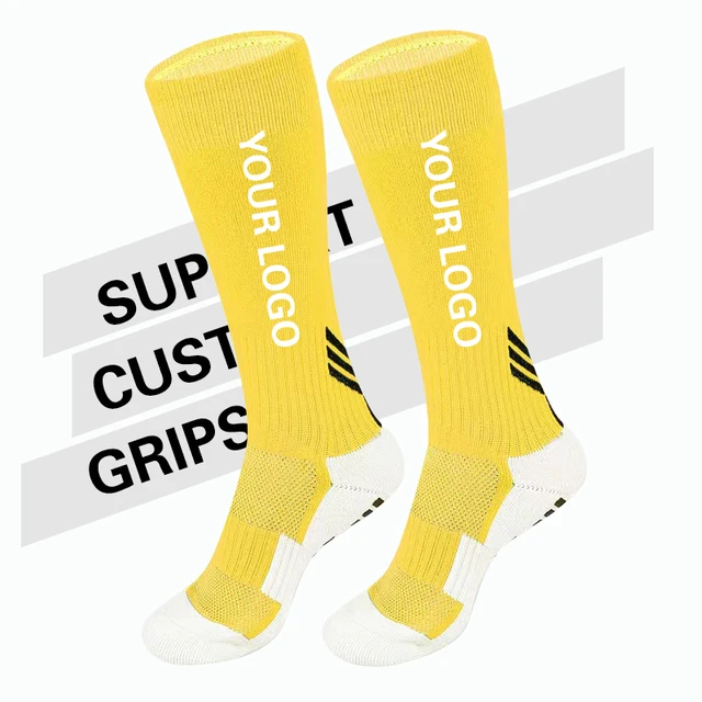 Free Design Grip Socks Custom Logo Soccer Football Socks Anti Slip Sport Crew Grip Socks