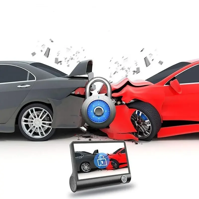 Otomatik kayıt Dash kamera araba dvr'ı 4 inç ekran Dash kamera 3 kameralar Lens dikiz kamera ile taşınabilir Video kaydedici