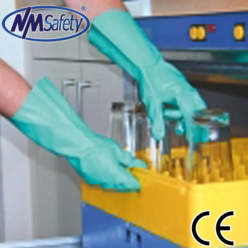 NMSAFETY Free Samples Type a CE 3101X/Long Cuff Nitrile Gloves 15mil/Waterproof Car Wash Gloves/Lined Chemical Gloves Long