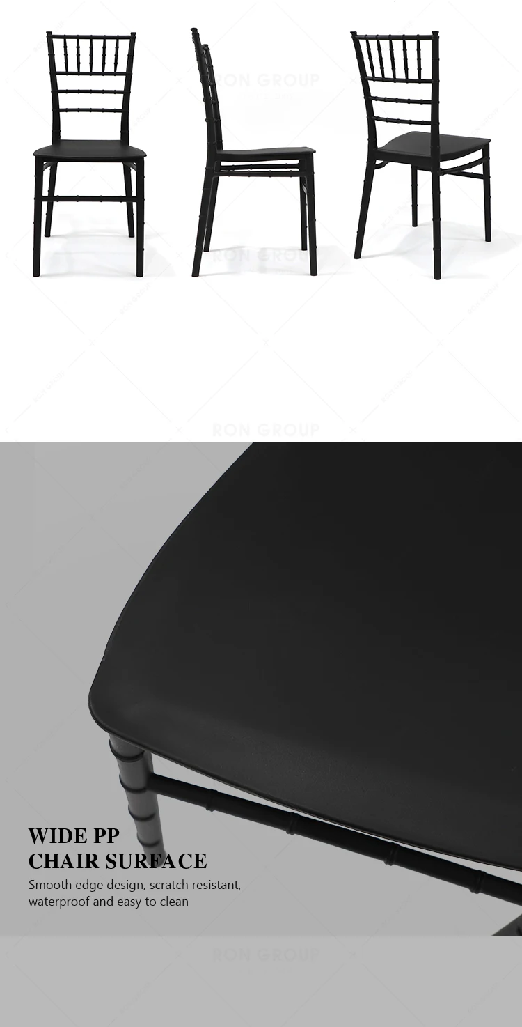 Hot Sale Events PP Plastic chair Stackable Wedding chair Black Dinning Furniture Modern Outdoor Plastic Dining Chair