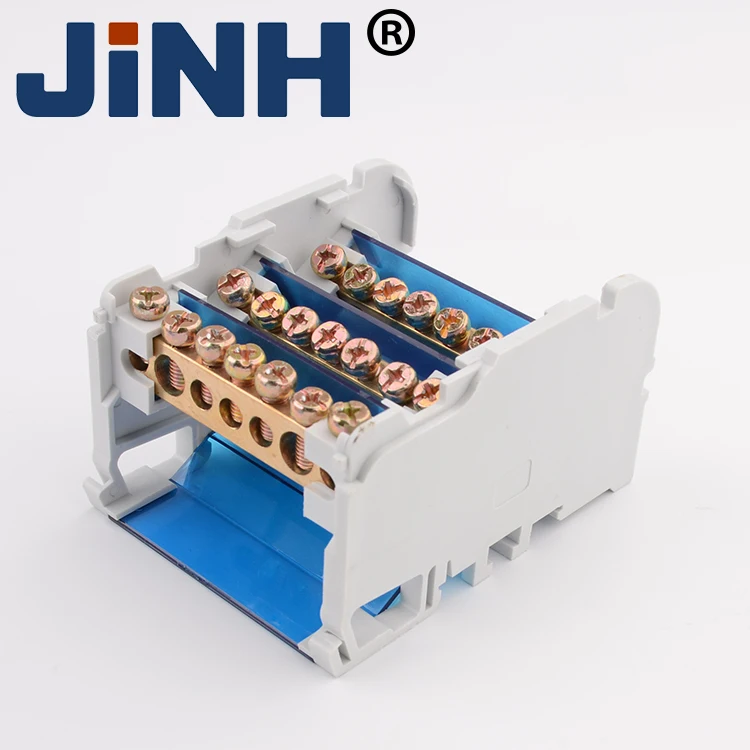 Direct Factory High Quality JH8407 With 4 Copper Bar Metal Box Din Rail Bar Terminals Connector Box From Jing Hong