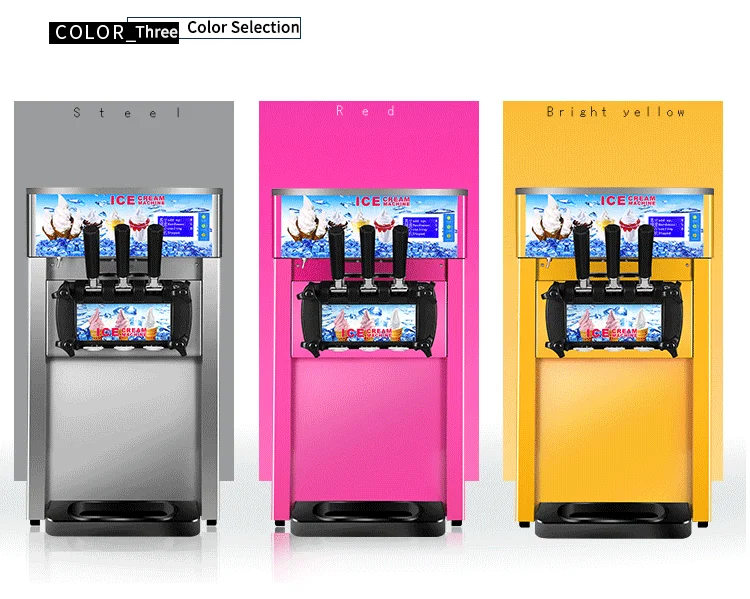 Table Top Mini Soft Serve Ice Cream Machine Double Bucket Three Flavors