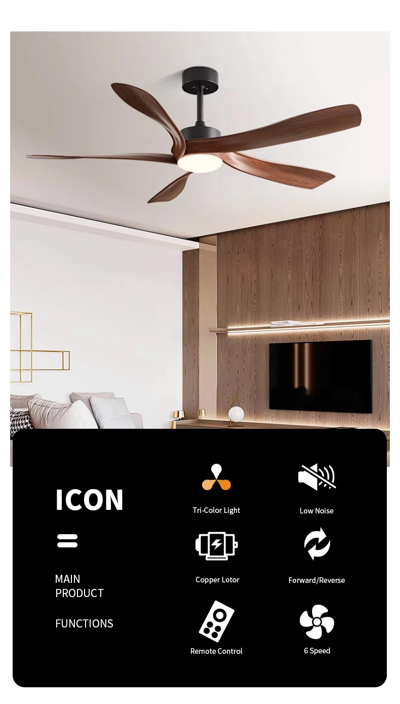 product led ceiling fan with light quiet bedroom 52 inch reversible bldc motor abs blades 6 speeds-8