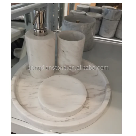 Natural Stone Calacatta White Marble Round Bowl For Kitchenware