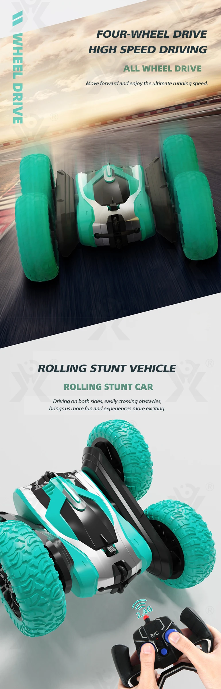 Chengji double sided twist 360 degree rc stunt car 4wd 2.4g remote control toy car double-sided rc stunt car toy for kids