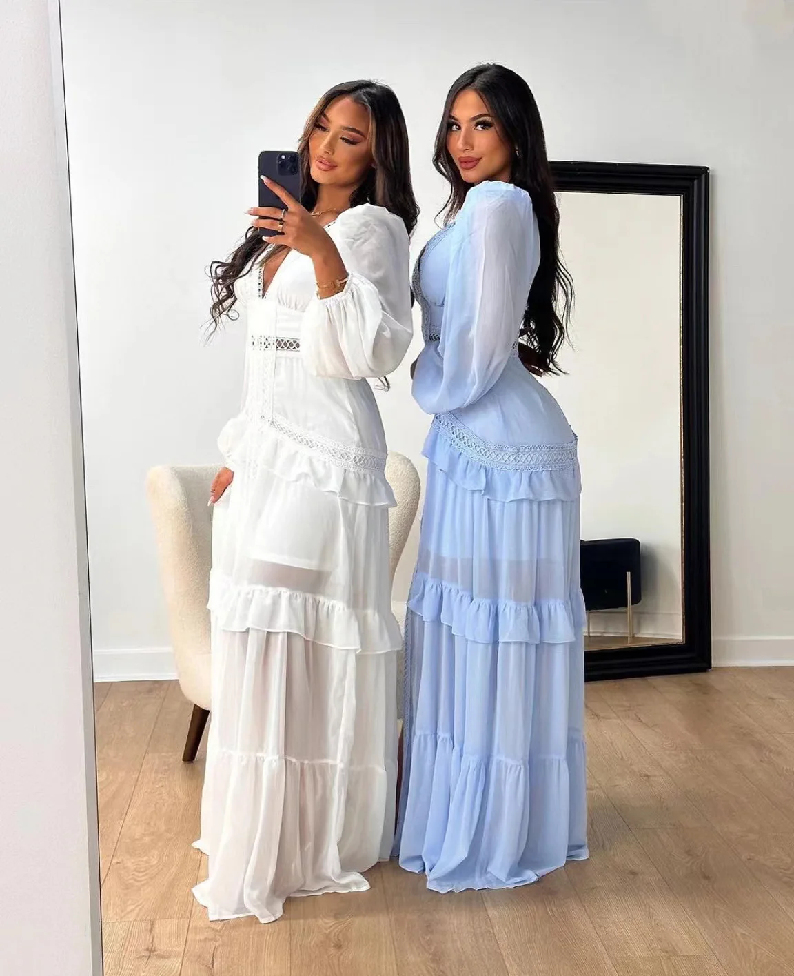 sachin and babi light blue dress Chiffon Wedding Dress UK