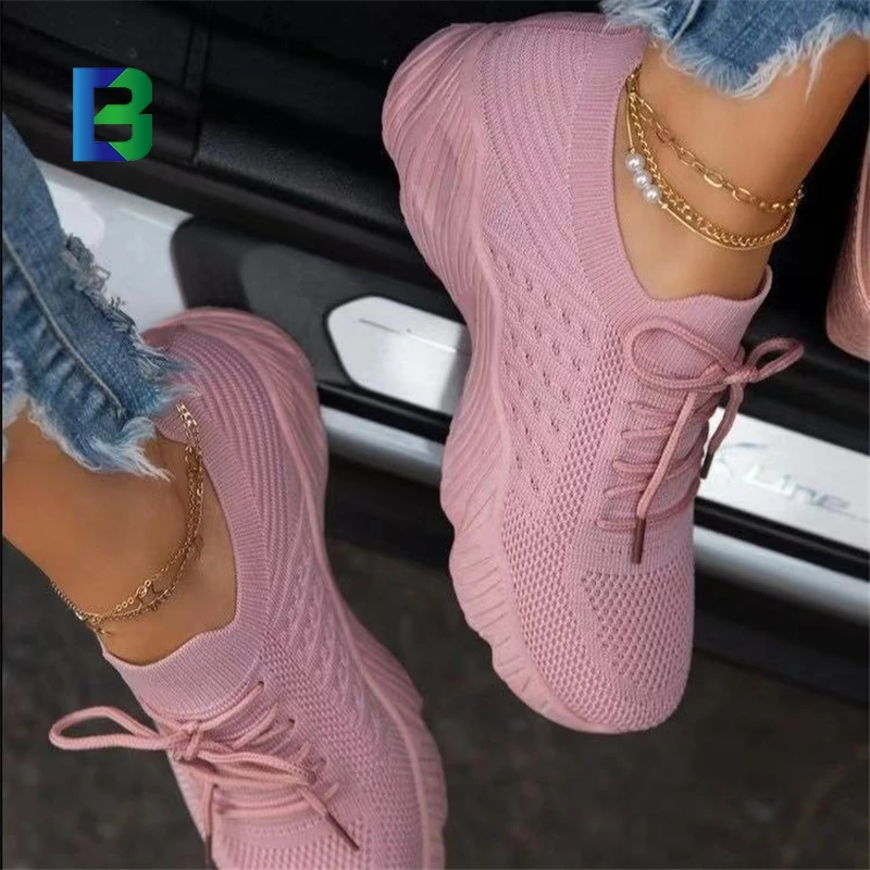 Wholesale Casual Shoes Ladies Flat Shoes pink Female Sport Shoes White  Running Sneakers New Arrivals Cheap Fashion for Women